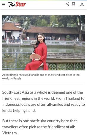 Bài đăng trên trang điện tử tờ The Star của Malaysia. Ảnh: TTXVN phát