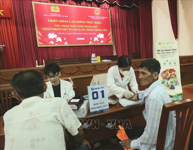 Thu mẫu ADN. Ảnh: Duy Khương - TTXVN