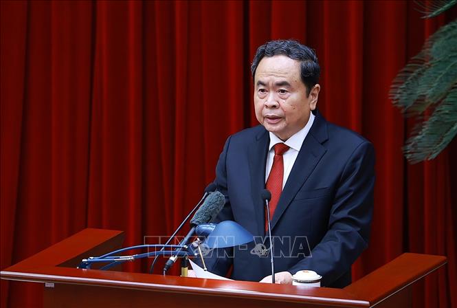 Đồng chí Trần Thanh Mẫn, Ủy viên Bộ Chính trị, Chủ tịch Quốc hội điều hành phiên khai mạc. Ảnh: Thống Nhất – TTXVN