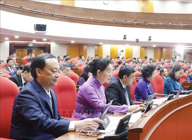 Các đại biểu tham dự Hội nghị lần thứ ba Ban Chấp hành Trung ương Đảng khoá XIV. Ảnh: Thống Nhất – TTXVN