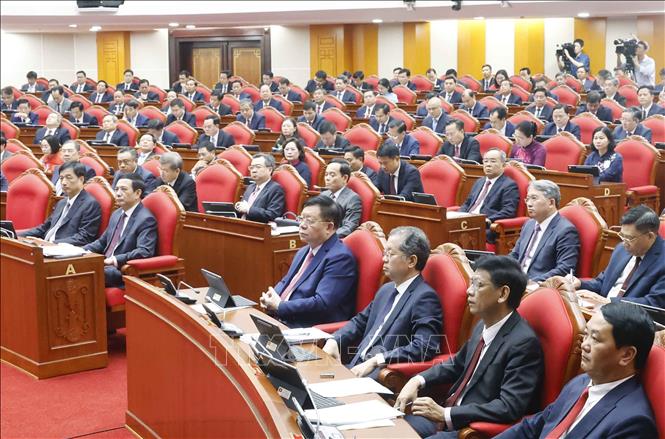 Các đại biểu tham dự Hội nghị lần thứ ba Ban Chấp hành Trung ương Đảng khoá XIV. Ảnh: Thống Nhất – TTXVN