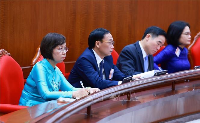Các đại biểu khách mời tham dự phiên khai mạc Hội nghị lần thứ ba Ban Chấp hành Trung ương Đảng khoá XIV. Ảnh: Dương Giang - TTXVN
