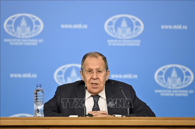 (Tư liệu) Ngoại trưởng Nga Sergey Lavrov tại cuộc họp báo ở Moskva. Ảnh: THX/TTXVN phát