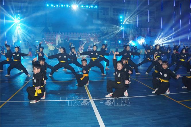 Màn đồng diễn võ thuật tại lễ khai mạc. Ảnh: Trung Tuyến - TTXVN