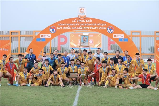 SLNA đăng quang Giải bóng đá Vô địch U21 Quốc gia 2026. Ảnh: Minh Quyết - TTXVN