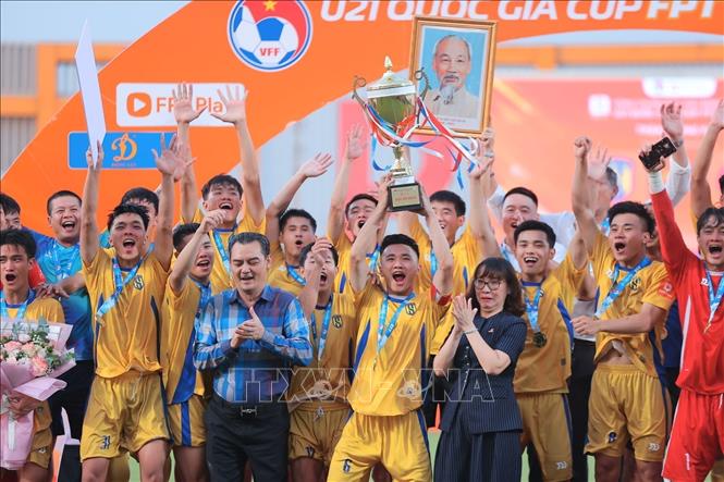SLNA đăng quang Giải bóng đá Vô địch U21 Quốc gia 2026. Ảnh: Minh Quyết - TTXVN