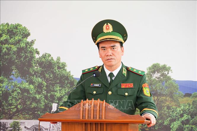 Trung tướng Vũ Trung Kiên, Ủy viên Trung ương Đảng, Tư lệnh Bộ đội Biên phòng phát biểu tại Lễ khánh thành. Ảnh: Phan Quân - TTXVN