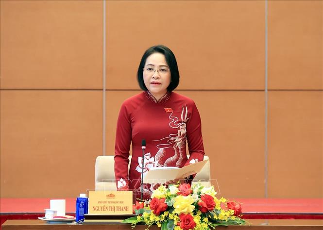 Phó Chủ tịch Quốc hội Nguyễn Thị Thanh phát biểu. Ảnh: Tuấn Anh - TTXVN