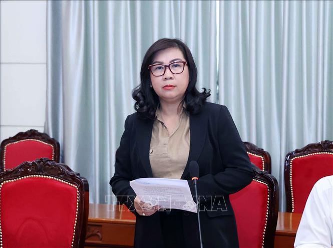 Bà Trần Việt Thái, Hội Luật gia Thành phố Hồ Chí Minh góp ý Dự thảo Luật. Ảnh: Xuân Khu-TTXVN