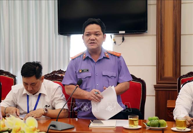 Ổng Trần Tấn Lập, đại diện Viện KSND Thành phố Hồ Chí Minh phát biểu tại Hội thảo. Ảnh: Xuân Khu-TTXVN