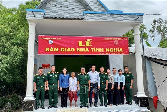 Căn nhà tình nghĩa được xây dựng khang trang, góp phần giúp gia đình bà Neáng Chi ổn định cuộc sống. Ảnh: Thanh Sang - TTXVN