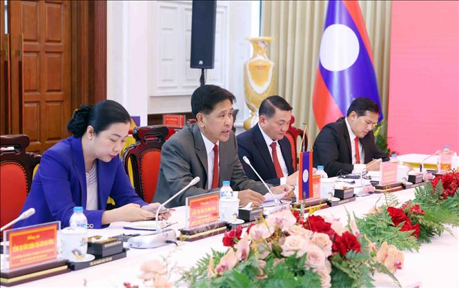 Chánh án Tòa án nhân dân tối cao Lào Phayvy Syboualypha phát biểu. Ảnh: Phạm Kiên - TTXVN