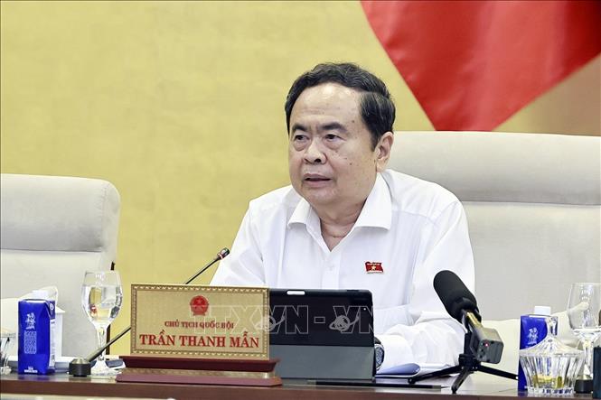 Chủ tịch Quốc hội Trần Thanh Mẫn phát biểu. Ảnh: Doãn Tấn - TTXVN