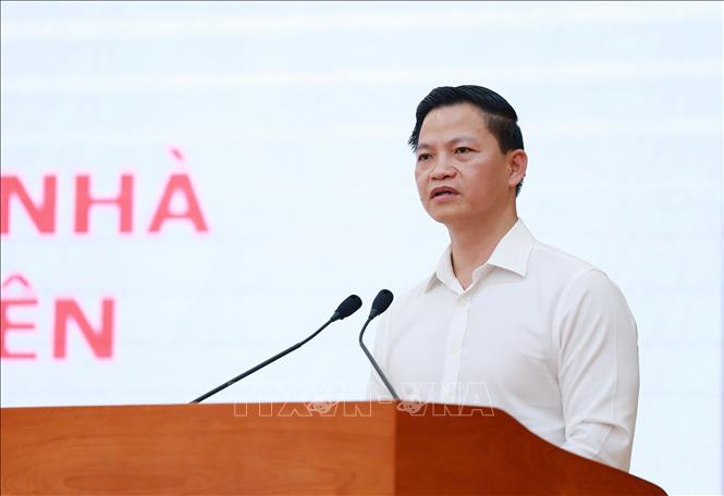 Ông Vương Quốc Tuấn, Chủ tịch UBND tỉnh Thái Nguyên phát biểu tại sự kiện. Ảnh: Thu Hằng - TTXVN