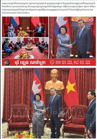 Bài viết trên trang tin Fresh News về cuộc gặp giữa Tổng Bí thư, Chủ tịch nước Tô Lâm và Chủ tịch Quốc hội Campuchia Khuon Sudary, trong đó, hai bên đã khẳng định sẽ tiếp tục mở rộng hợp tác với nhau trên tinh thần 