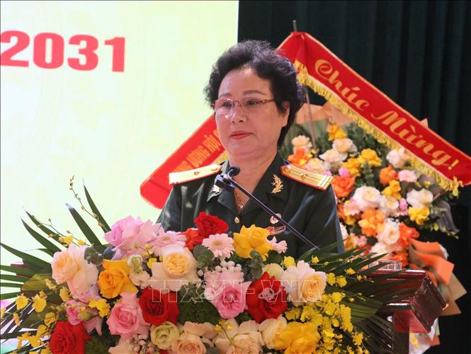 Đồng chí Nguyễn Thị Bảo Hiền, Phó Chủ tịch, Tổng thư ký Hiệp hội doanh nghiệp doanh nhân Cựu chiến binh Việt Nam, phát biểu tại Đại hội. Ảnh: Thùy Dung - TTXVN