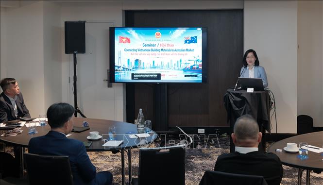 Bà Trần Thị Thanh Mỹ, Trưởng Cơ quan Thương vụ Việt Nam tại Australia phát biểu khai mạc hội thảo. Ảnh: Trung Trang – PV TTXVN tại Australia