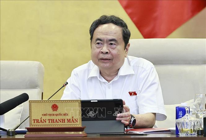 Chủ tịch Quốc hội Trần Thanh Mẫn phát biểu. Ảnh: Doãn Tấn - TTXVN