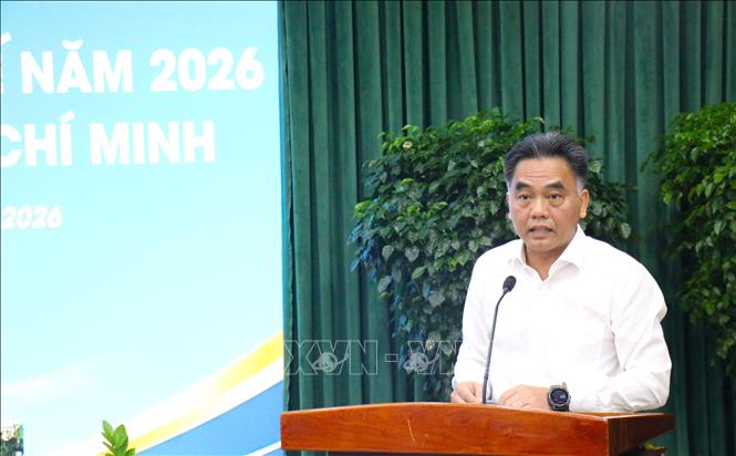 Ông Nguyễn Lộc Hà, Phó Chủ tịch thường trực UBND Thành phố Hồ Chí Minh, Trưởng Ban chỉ đạo Tổng điều tra kinh tế năm 2026, phát biểu tại Hội nghị. Ảnh: Liên Sơn - TTXVN 