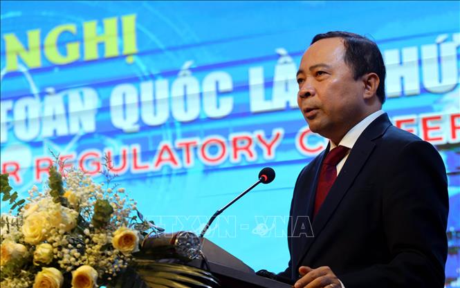 Ông Vũ Hải Quân, Bộ trưởng Bộ Khoa học và Công nghệ, phát biểu tại Hội nghị. Ảnh: Đức Hiếu - TTXVN