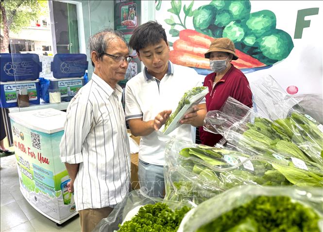 Sản phẩm rau sạch từ Hợp tác xã Tuấn Ngọc thu hút người tiêu dùng. Ảnh: Hương Giang - TTXVN