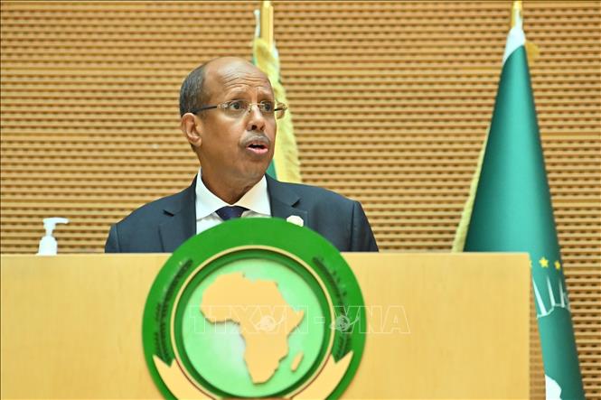 Chủ tịch Ủy ban AU Mahmoud Ali Youssouf phát biểu tại Kỳ họp thường kỳ lần thứ 49 của Hội đồng Điều hành AU ở Addis Ababa, Ethiopia, ngày 28/7/2026. Ảnh: THX/TTXVN phát