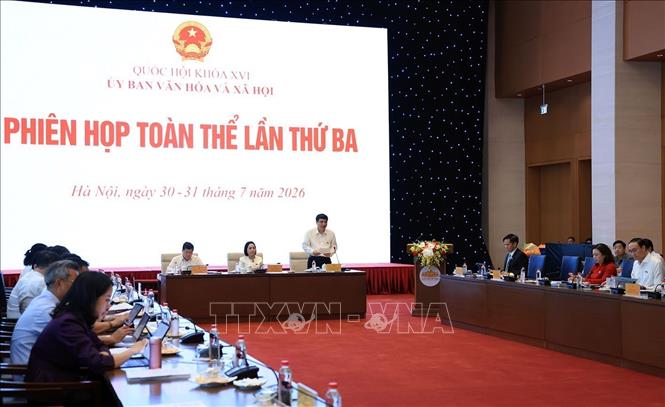 Phiên họp toàn thể lần thứ ba Uỷ ban Văn hoá và Xã hội của Quốc hội. Ảnh: Tuấn Anh - TTXVN
