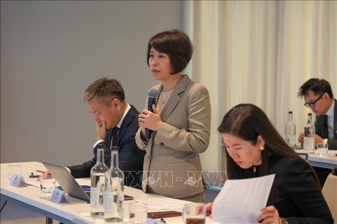 Thứ trưởng Bộ Tài chính Nguyễn Thị Bích Ngọc chia sẻ về các chính sách ưu đãi, hỗ trợ đầu tư mới của Việt Nam. Ảnh: Anh Hiển - PV TTXVN tại châu Âu