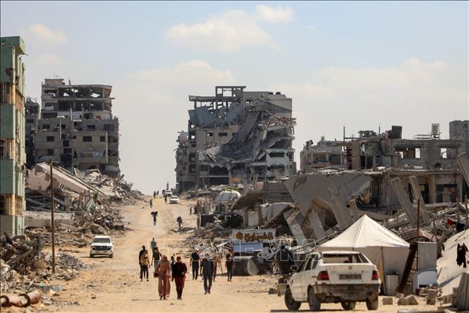 Cảnh tàn phá do xung đột tại Gaza. Ảnh: THX/TTXVN phát