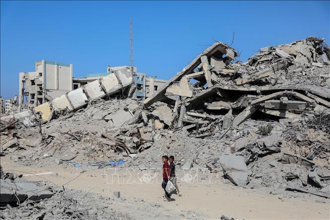 Cảnh tàn phá do xung đột tại Gaza. Ảnh: THX/TTXVN phát