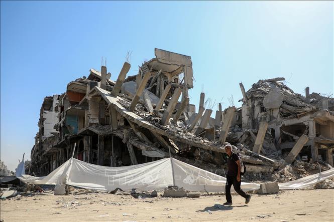 Cảnh tàn phá do xung đột tại Gaza. Ảnh: THX/TTXVN phát