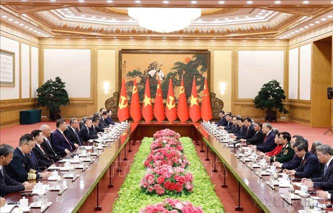  Tổng Bí thư, Chủ tịch nước Tô Lâm hội đàm với Tổng Bí thư, Chủ tịch nước Trung Quốc Tập Cận Bình trong chuyến thăm cấp Nhà nước tới Trung Quốc (Bắc Kinh,15/4/2026). Ảnh: Thống Nhất – TTXVN