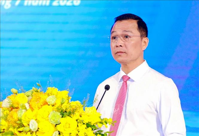 Chủ tịch UBND tỉnh Thanh Hóa Tô Anh Dũng phát biểu tại buổi lễ. Ảnh: TTXVN phát 