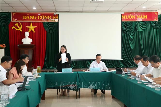 Bà Phạm Thị Na, Phó Giám đốc Sở Nông nghiệp và Môi trường Thành phố Hồ Chí Minh, báo cáo tại buổi làm việc. Ảnh: Đoàn Mạnh Dương - TTXVN