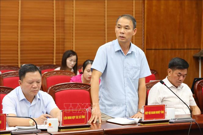 Đại diện Hiệp hội Doanh nghiệp tỉnh Điện Biên phát biểu tại Hội nghị. Ảnh: Trung Kiên - TTXVN