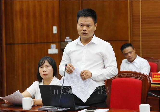 Đại diện Hội Doanh nghiệp trẻ tỉnh Điện Biên phát biểu tại Hội nghị. Ảnh: Trung Kiên - TTXVN