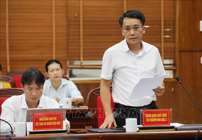 Ông Phạm Mạnh Kiên, Phó Giám đốc Ngân hàng Nhà nước Chi nhánh Khu vực 3 phát biểu tại Hội nghị. Ảnh: Trung Kiên - TTXVN