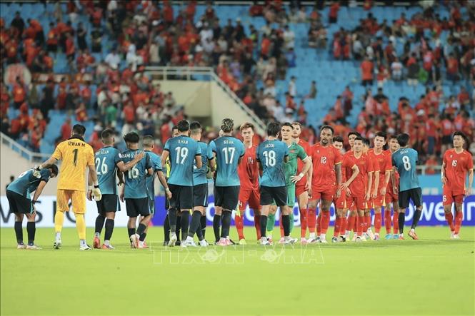 Kết thúc trận đấu hai đội hoà nhau 0-0. Ảnh: Minh Quyết - TTXVN