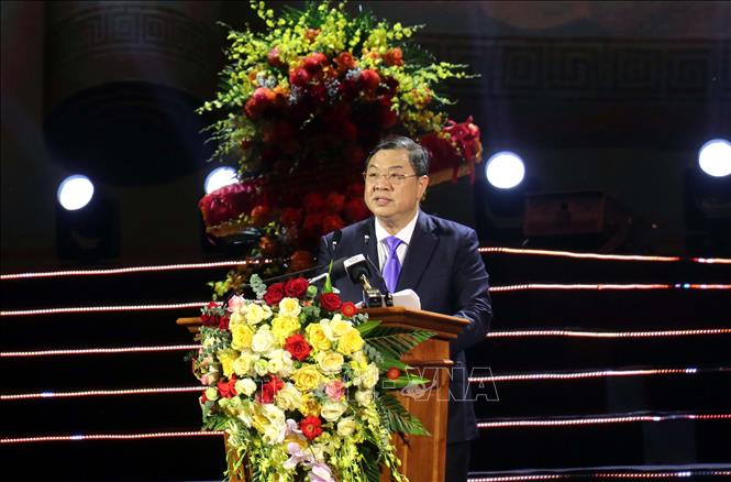 Phó Thủ tướng Thường trực Chính phủ Phạm Gia Túc phát biểu tại lễ kỷ niệm 300 năm ngày sinh Danh nhân văn hóa Lê Quý Đôn. Ảnh: Đinh Văn Nhiều -TTXVN