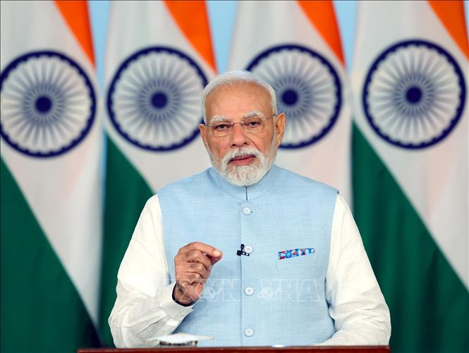 (Tư liệu) Thủ tướng Ấn Độ Narendra Modi phát biểu tại New Delhi. Ảnh: ANI/TTXVN phát