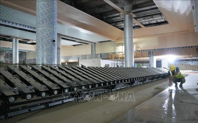Hệ thống xử lý hành lý đã được lắp đặt tại nhà ga hành khách sân bay Long Thành. Ảnh: Công Phong - TTXVN