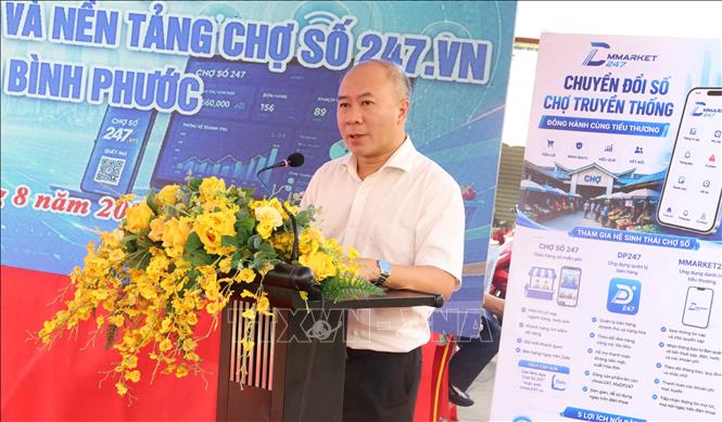 Ông Nguyễn Minh Quang, Phó Giám đốc Sở Khoa học và Công nghệ thành phố Đồng Nai, cho rằng đưa hoạt động chợ truyền thống lên môi trường số là xu hướng tất yếu trong bối cảnh chuyển đổi số. Ảnh: Đậu Tất Thành – TTXVN