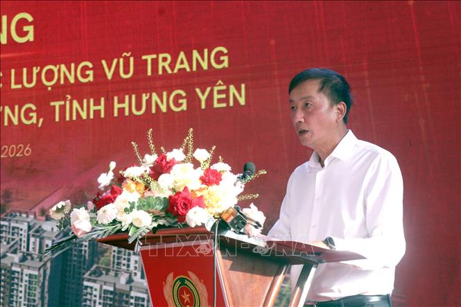 Ông Nguyễn Hùng Nam, Phó Chủ tịch UBND tỉnh Hưng Yên phát biểu tại Lễ khởi công. Ảnh: Mạnh Khánh - TTXVN