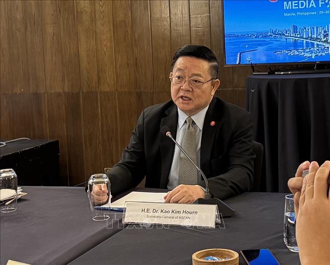 Tổng Thư ký ASEAN Kao Kim Hourn tại Diễn đàn Truyền thông ASEAN lần thứ 10 ở Manila, Philippines Ảnh: Đỗ Quyên – PV TTXVN từ Phillipines