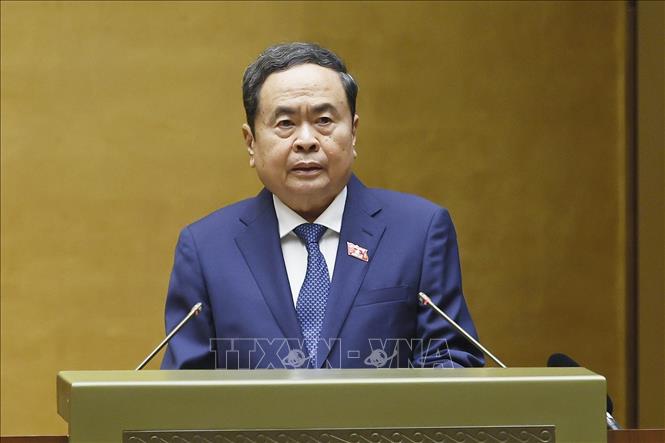Chủ tịch Quốc hội Trần Thanh Mẫn phát biểu khai mạc Kỳ họp không thường lệ thứ nhất, Quốc hội khoá XVI. Ảnh: Doãn Tấn - TTXVN