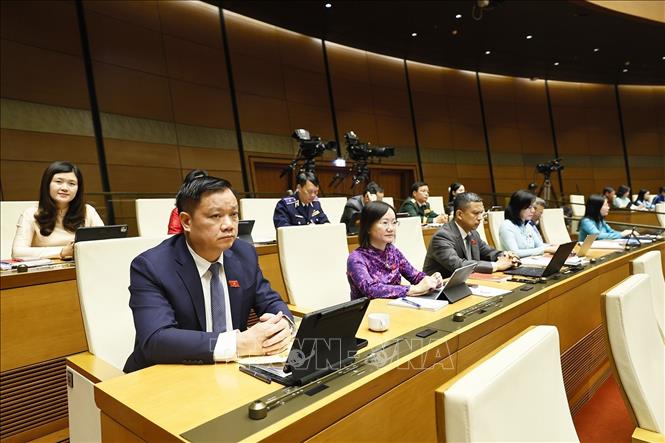 Đoàn đại biểu Quốc hội tỉnh Nghệ An dự phiên họp. Ảnh: Doãn Tấn - TTXVN