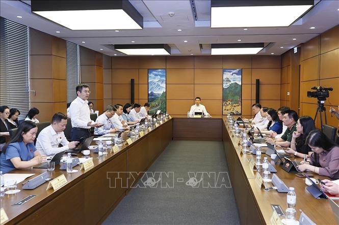 NA deputies from the southern city of Dong Nai and the northern province of Thai Nguyen discuss the draft resolution. VNA Photo: Doãn Tấn