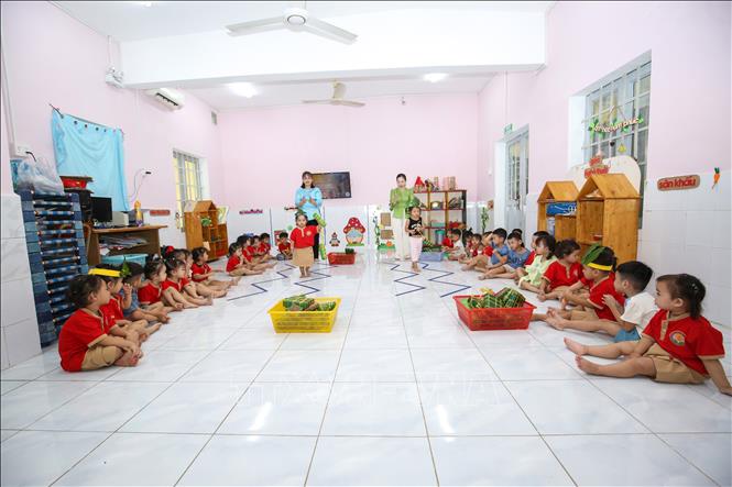Hoạt động dạy và học tại trường Mầm non 1/6, một trong những đơn vị sẽ thực hiện sắp xếp mạng lưới cơ sở giáo dục tại phường Tân Ninh, tỉnh Tây Ninh. Ảnh: Giang Phương – TTXVN