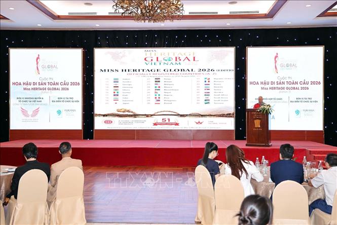 Quang cảnh lễ công bố Cuộc thi Hoa hậu Di sản Toàn cầu 2026. Ảnh: Trần Lê Lâm - TTXVN 