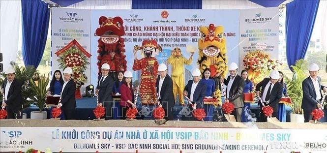 Lễ khởi công dự án nhà ở xã hội VSIP Bắc Ninh - BelHomes Sky. Ảnh: Đỗ Huyền - TTXVN